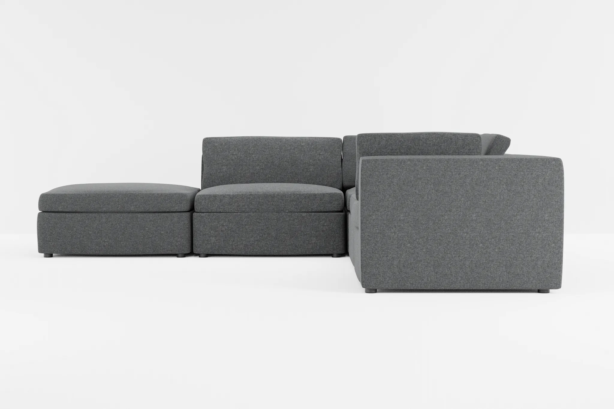 Destin Delray Dark Gray Fabric 5pc Bumper Sectional