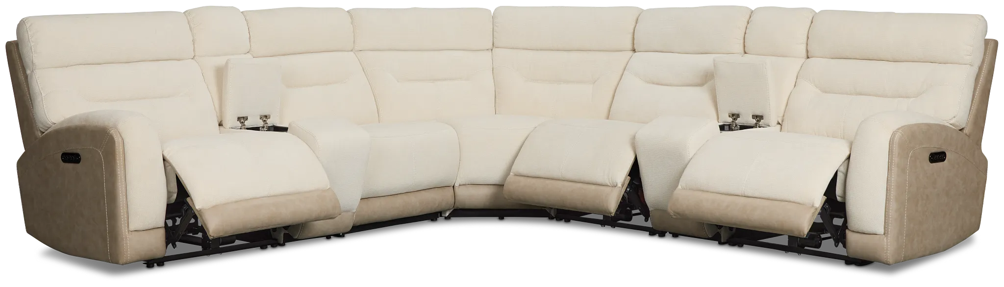 Travis Light Beige Fabric Large Triple Power Reclining Two-arm Sectional