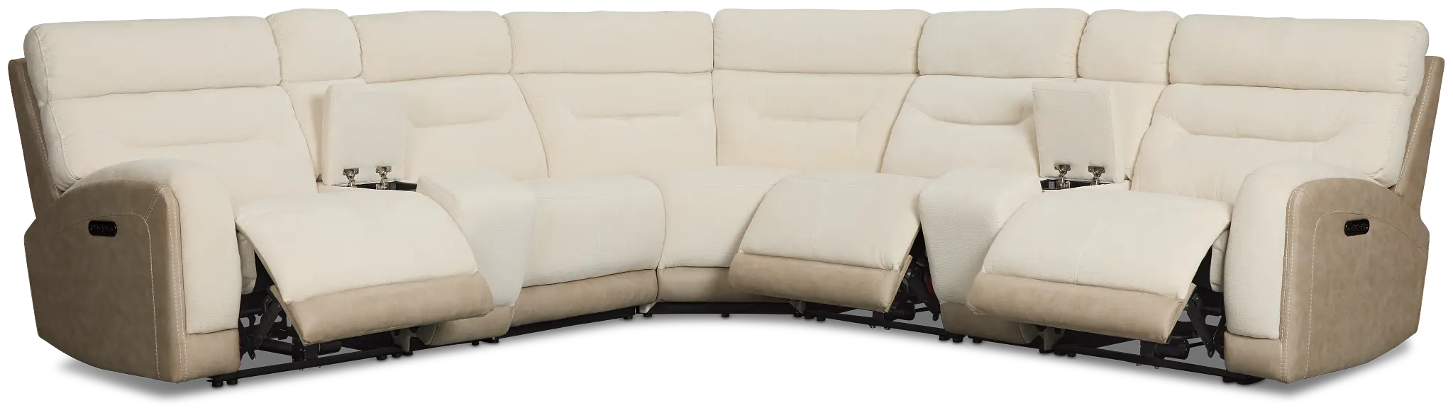 Travis Light Beige Fabric Large Triple Power Reclining Two-arm Sectional Travis Light Beige Fabric Large Triple Power Reclining Two-arm Sectional