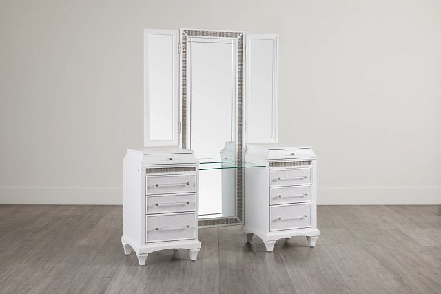 Milan White Vanity & Mirror