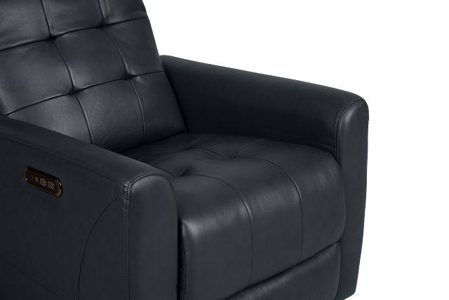 Izzy Dark Blue Lthr/vinyl Power Swivel Glider Recliner