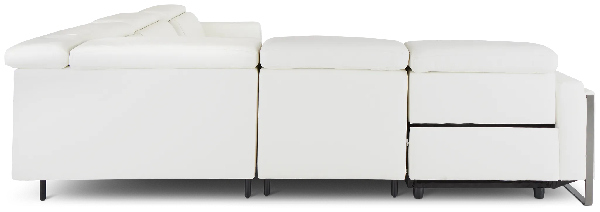 Atlas White Lthr/vinyl Medium Dual Power 2-arm Reclining Sectional