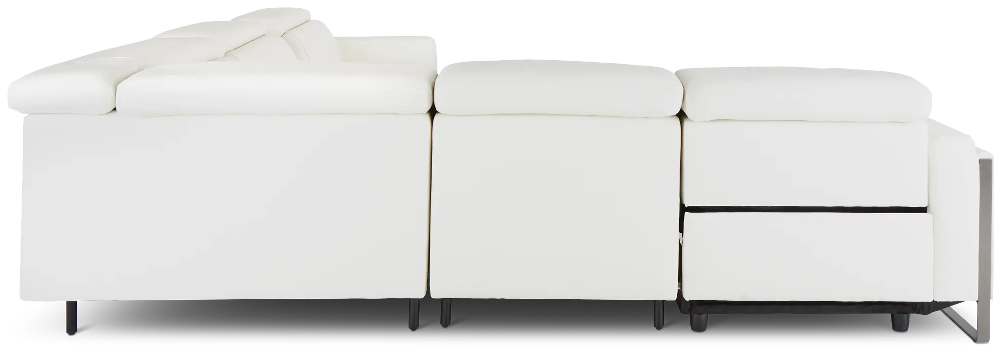 Atlas White Lthr/vinyl Medium Dual Power 2-arm Reclining Sectional Atlas White Lthr/vinyl Medium Dual Power 2-arm Reclining Sectional