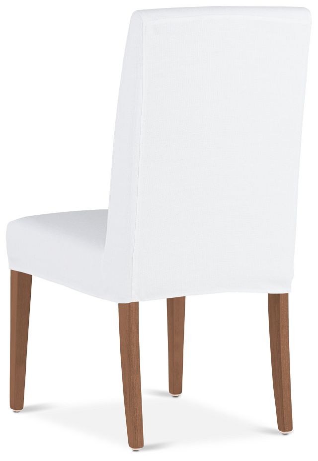 Destination White Short Slipcover Chair With Light Tone Leg