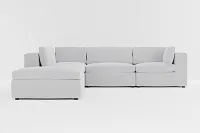 Destin Delray Light Gray Fabric 5pc Bumper Sectional