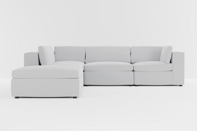 Destin Delray Light Gray Fabric 5pc Bumper Sectional