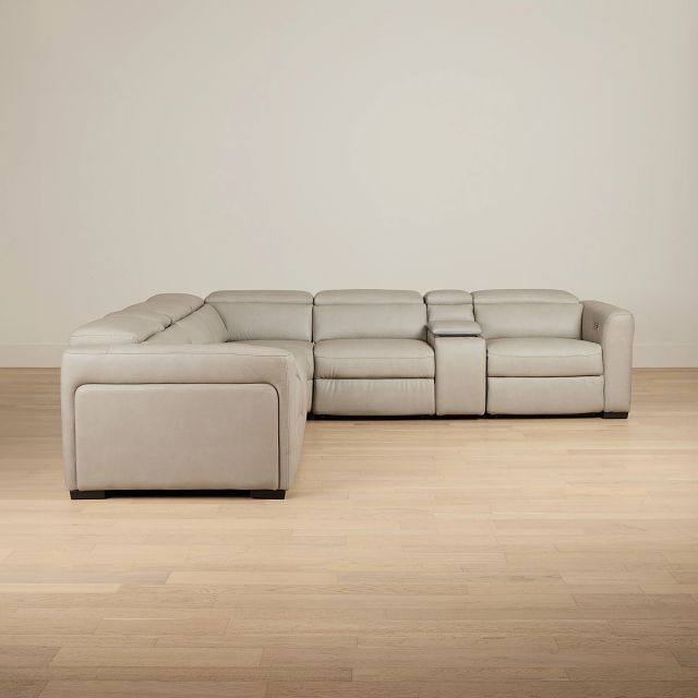 Melody Light Gray Micro Large Triple Power Reclining Two-arm Sectional