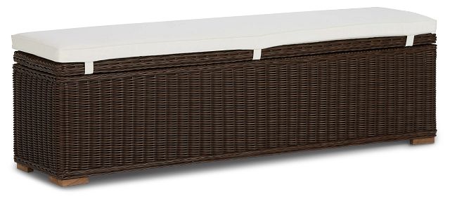 Canyon Dark Brown White Woven Dining Bench