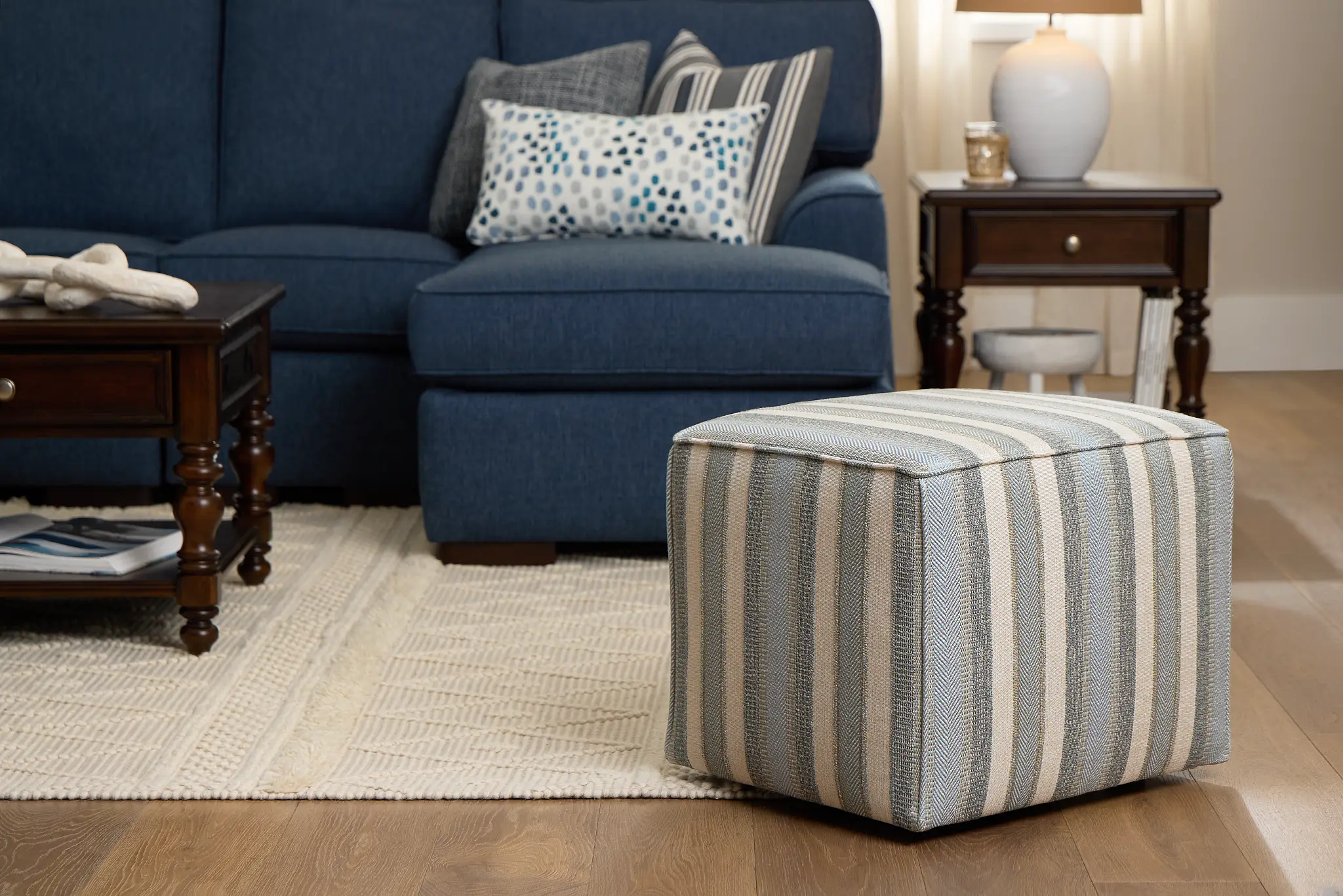 Abode Green Fabric Accent Pouf Abode Green Fabric Accent Pouf