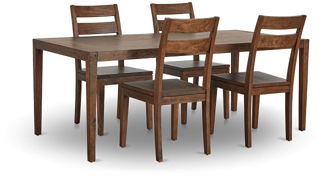 Chicago Dark Tone Rect Table & 4 Wood Chairs