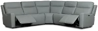 Flexsteel Sterling Blue Lthr/vinyl Small Dual Power Reclining Two-arm Sectional