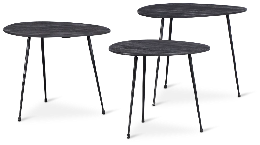 Reef Black Set Of 3 Nesting Tables