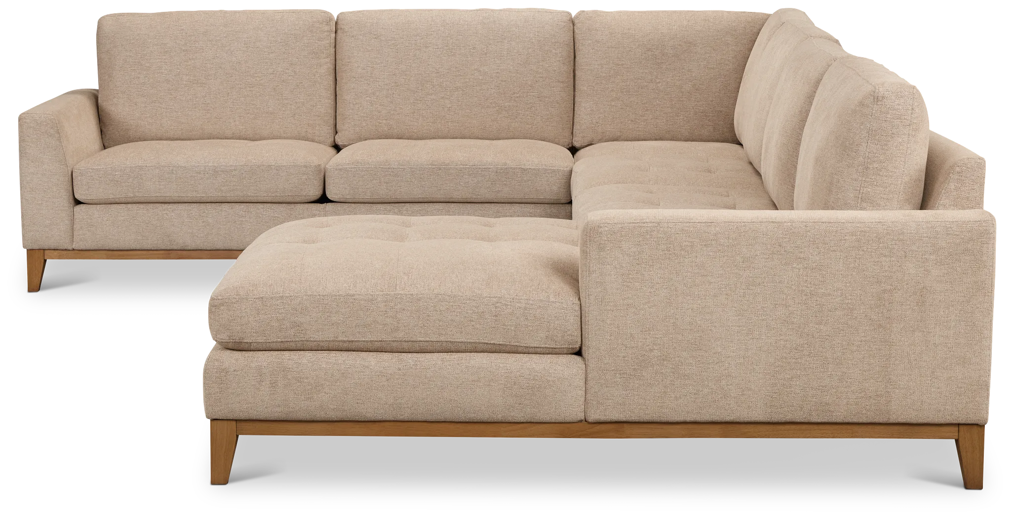 Maisie Light Brown Fabric Medium Right Chaise Sectional