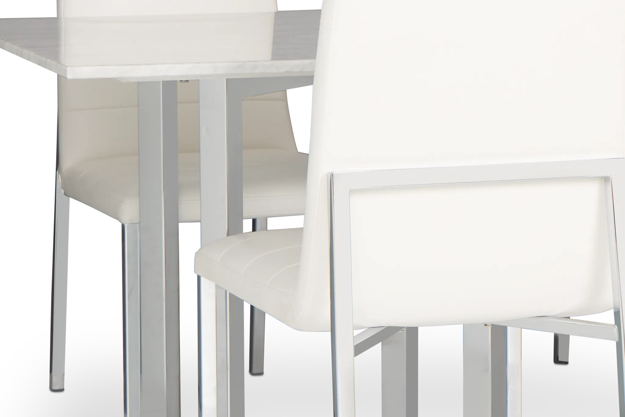 Amalfi White Marble Rectangular Table & 4 Upholstered Chairs