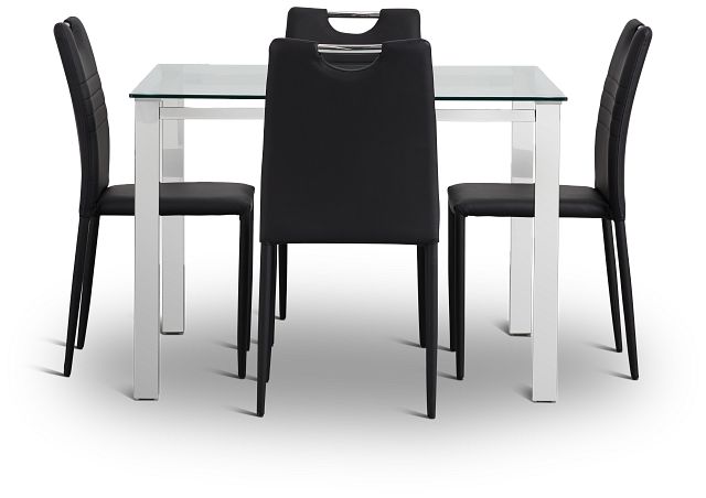 Skyline Black Square Table & 4 Upholstered Chairs (4)