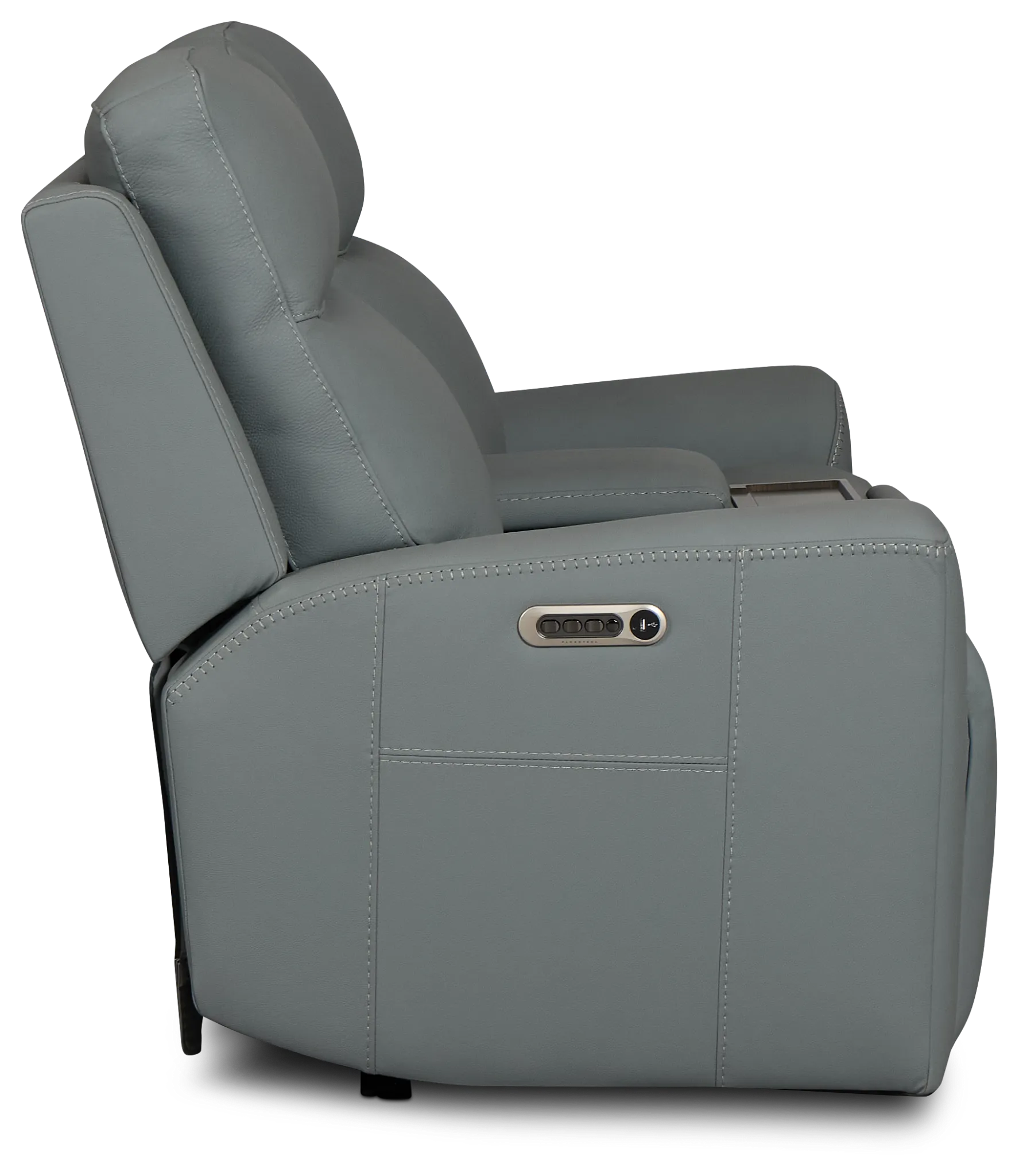Flexsteel Sterling Blue Lthr/vinyl Power Reclining Loveseat