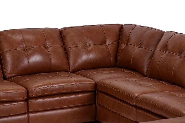 Braden Medium Brown Leather Large Right Chaise Sectional