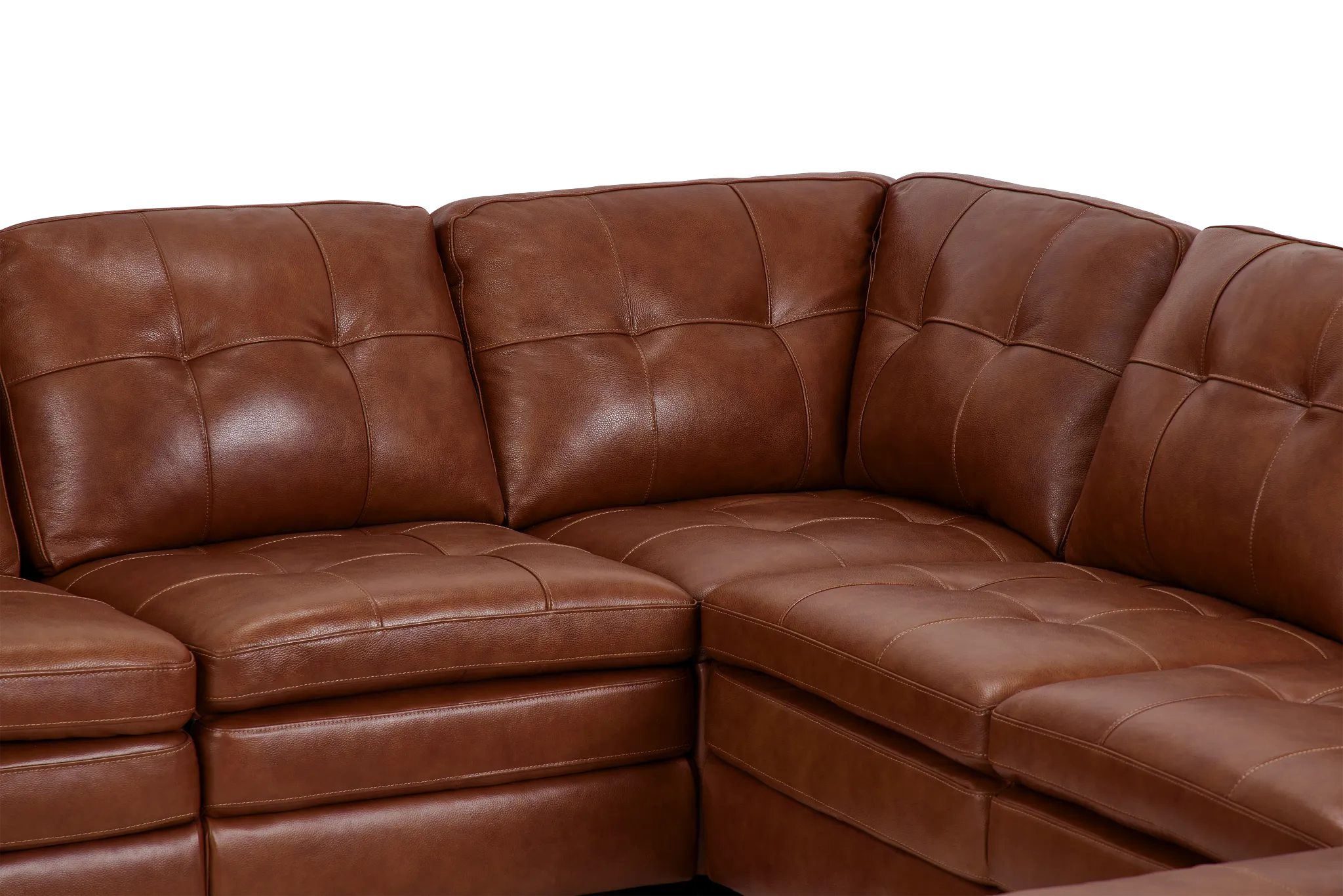 Braden Medium Brown Leather Large Right Chaise Sectional