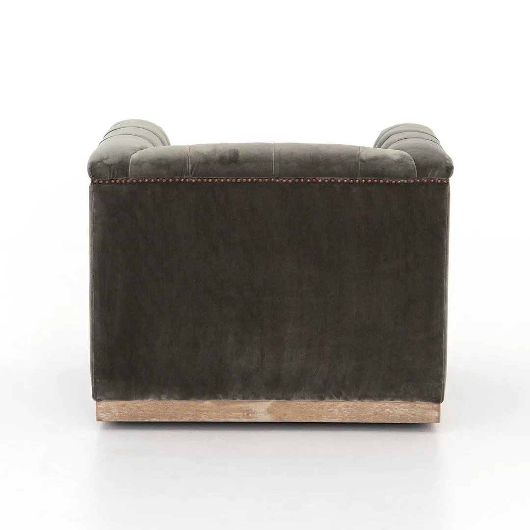 Four Hands Nannie Dark Gray Velvet Swivel Chair