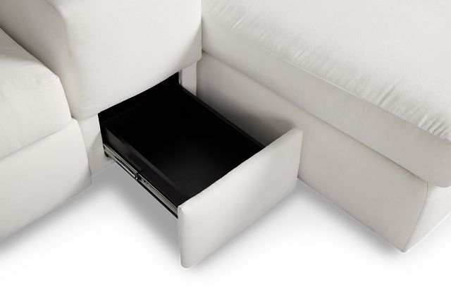 Citymod White Fabric Large Left Chaise Sectional With Storage Console
