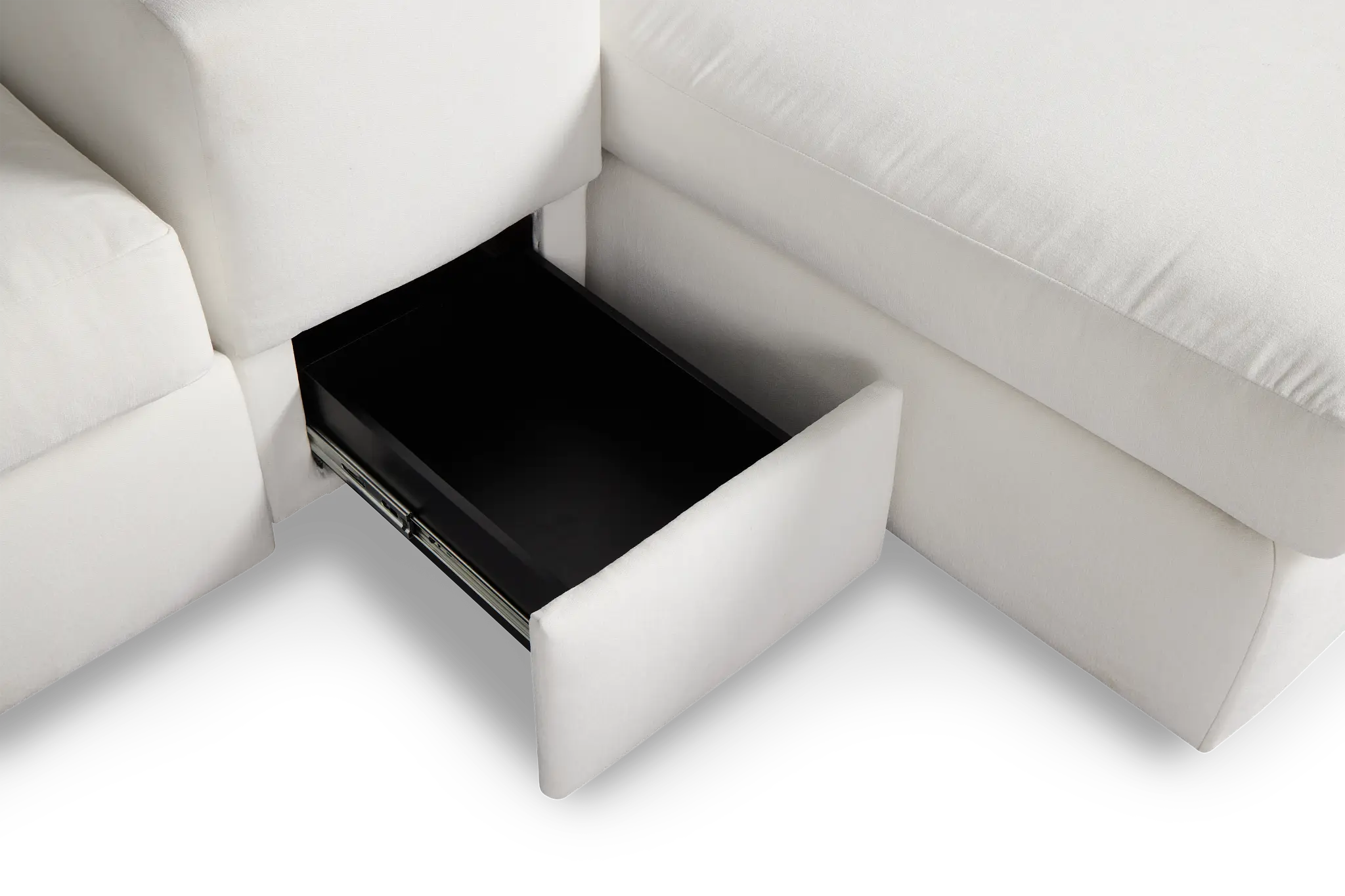 Citymod White Fabric Large Left Chaise Sectional With Storage Console Citymod White Fabric Large Left Chaise Sectional With Storage Console