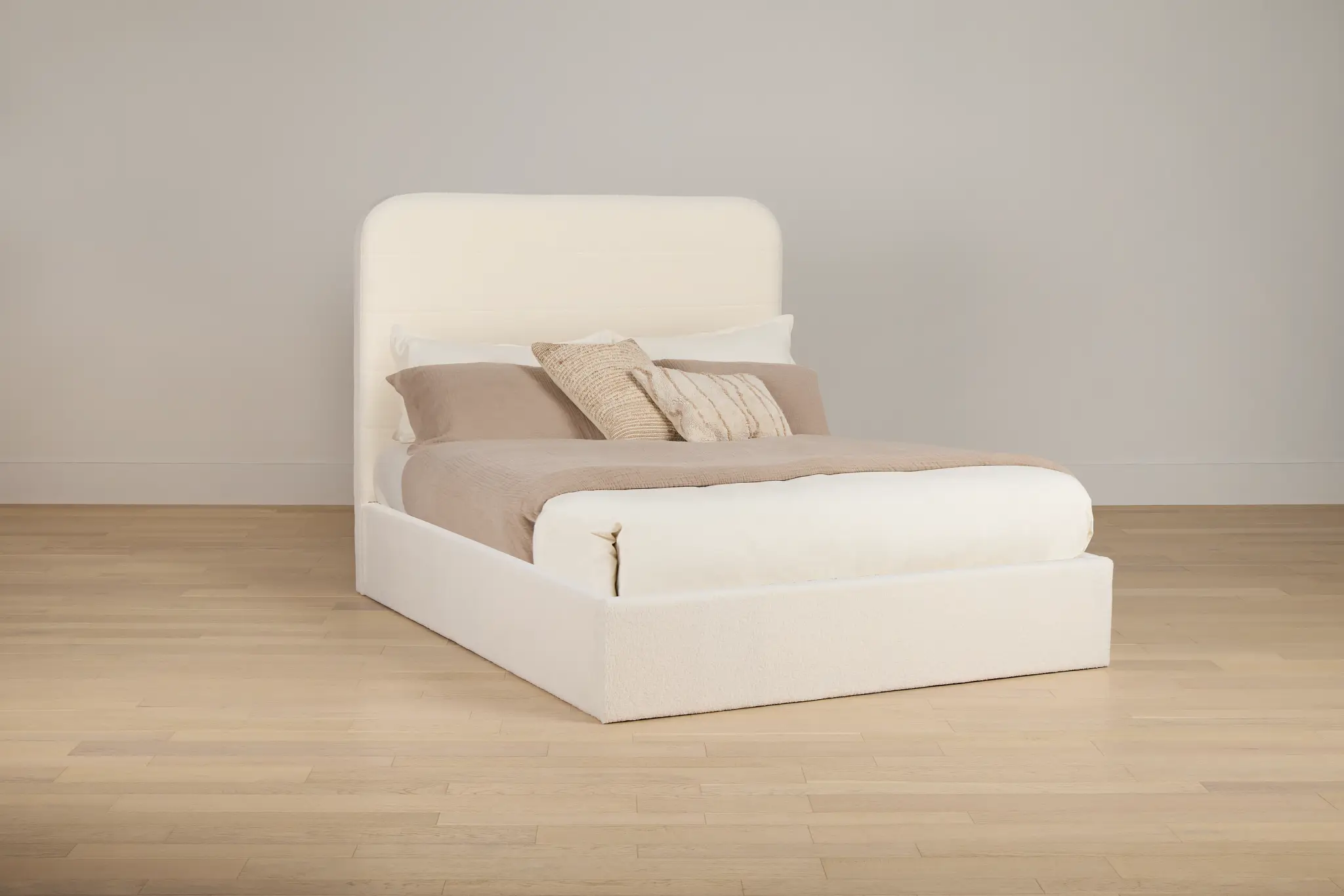 Lyndie Beige Upholstered Platform Bed Lyndie Beige Upholstered Platform Bed