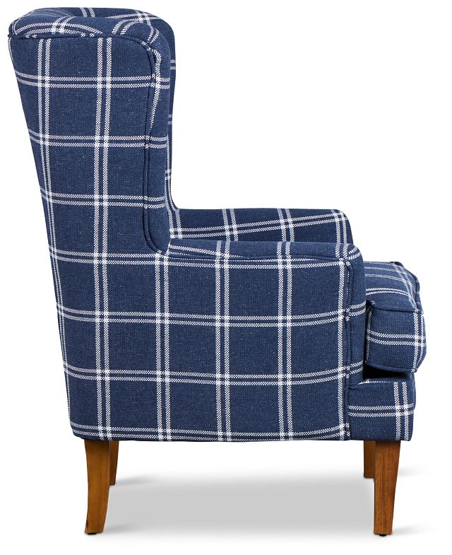 Leyla Dark Blue Fabric Accent Chair