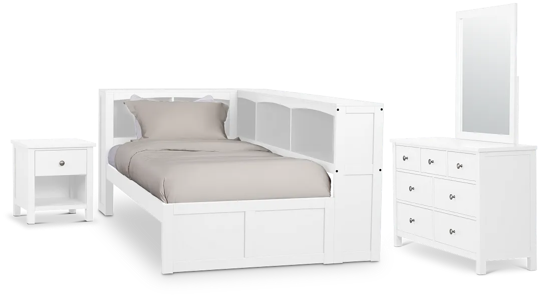 Charleston White Corner Bookcase Bedroom
