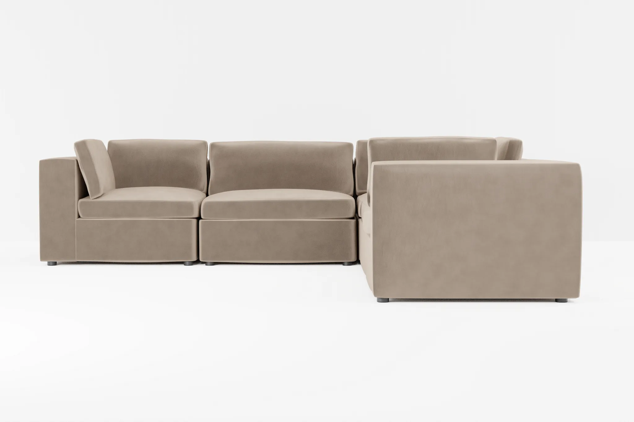 Destin Joya Beige Velvet 5-piece Modular Sectional