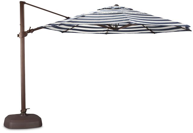Abacos Dark Blue Stripe Cantilever Umbrella Set