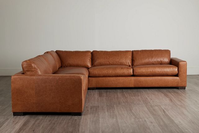 Bohan Brown Leather Large Two Arm, Medium Brown Leather Sectional Sofa