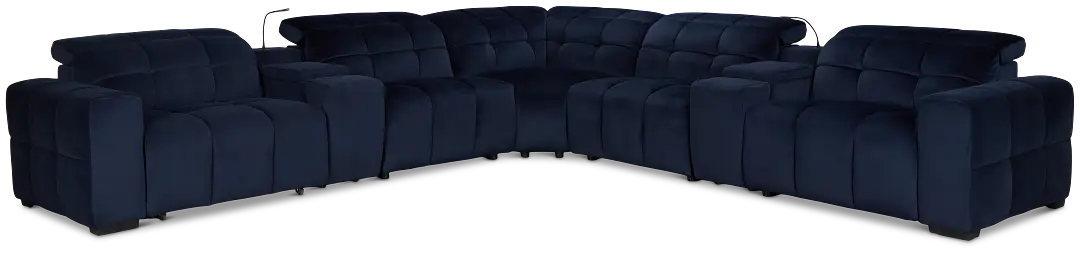 Gemma Navy Velvet Large Right Chaise Power Reclining Sectional Gemma Navy Velvet Large Right Chaise Power Reclining Sectional