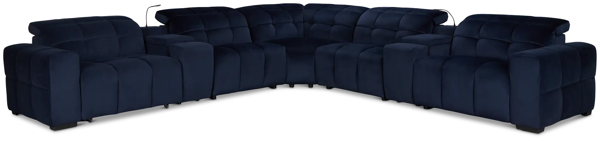 Gemma Navy Velvet Large Right Chaise Power Reclining Sectional Gemma Navy Velvet Large Right Chaise Power Reclining Sectional