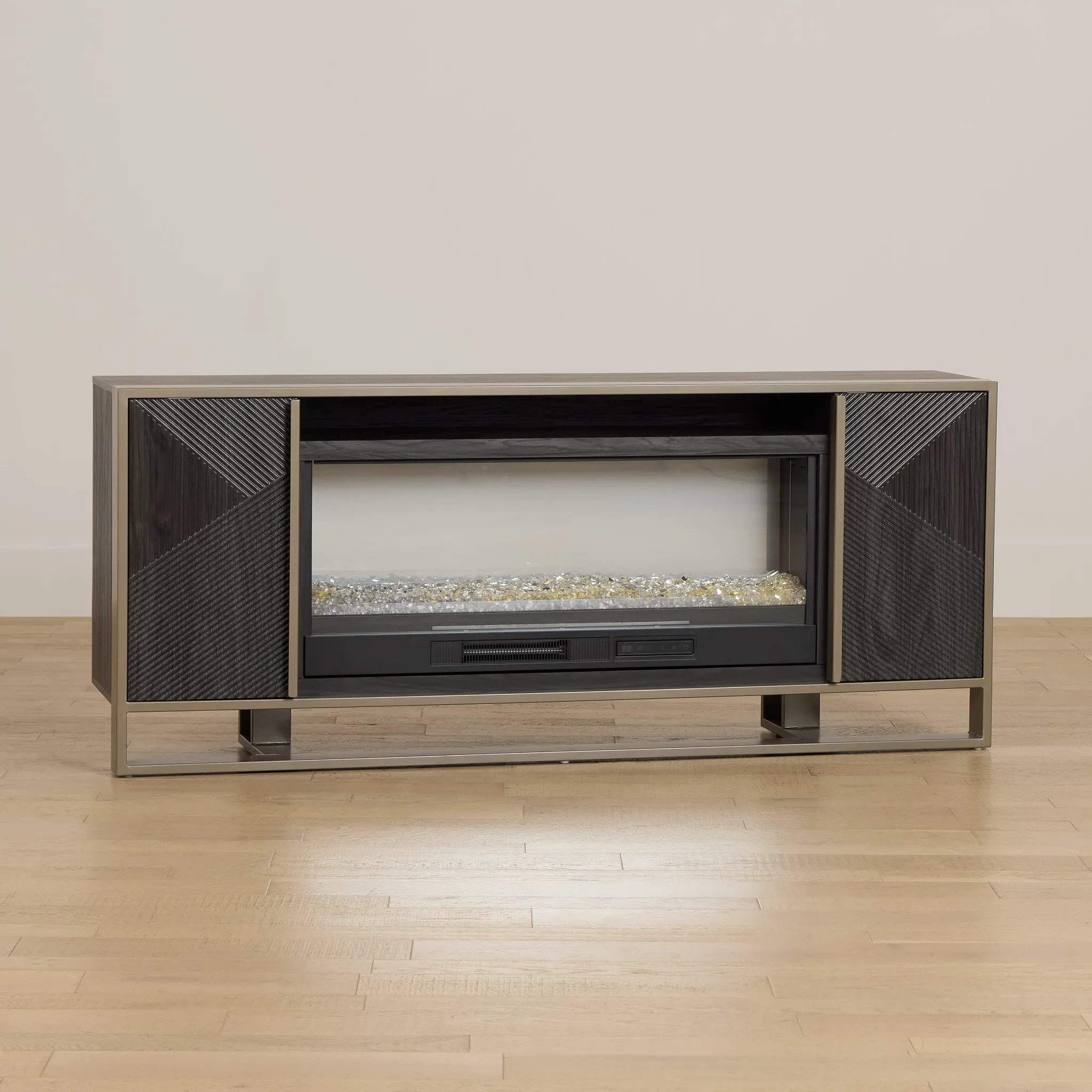 Stanley Dark Gray 72" Tv Stand With Fireplace Insert