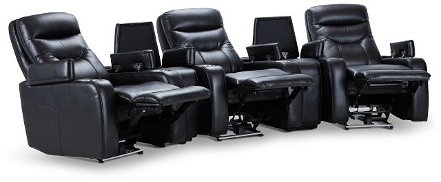 Slater Black Micro Triple Power Reclining Home Theater Seating (2)
