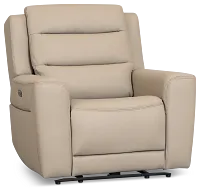 Wilder Taupe Leather Power Recliner With Power Headrest