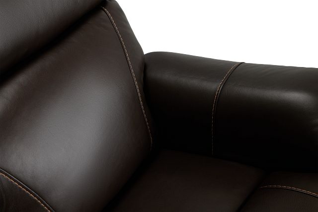 Wells Dark Brown Lthr/vinyl Power Recliner With Heat And Massage