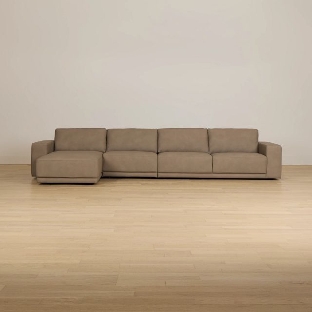 Kellan Taupe Leather Small Left Chaise Sectional