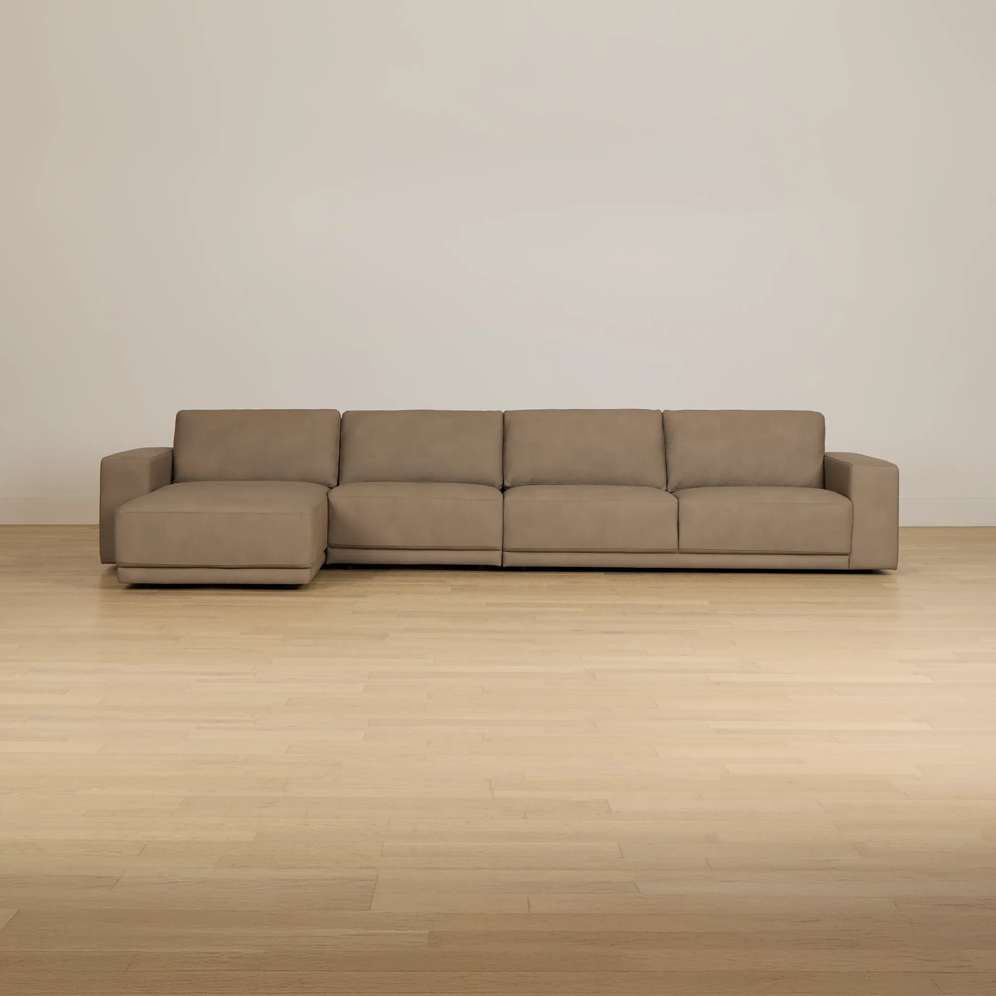 Kellan Taupe Leather Small Left Chaise Sectional