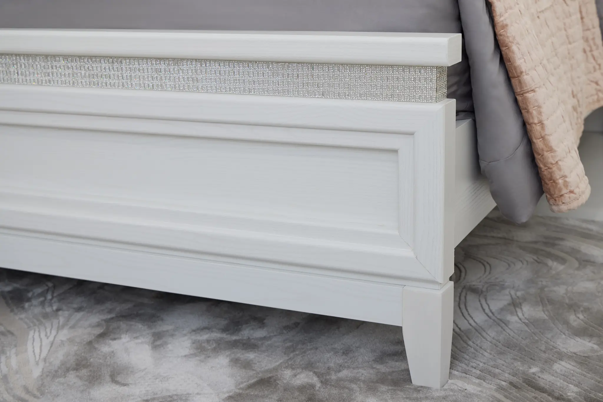 Alessandria White Uph Panel Bed With Lights Alessandria White Uph Panel Bed With Lights