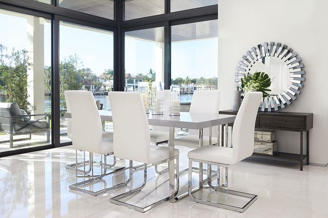 Axel White Table & 4 Upholstered Chairs