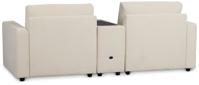 Addie Beige Fabric 2-piece Modular Storage Sofa With Console