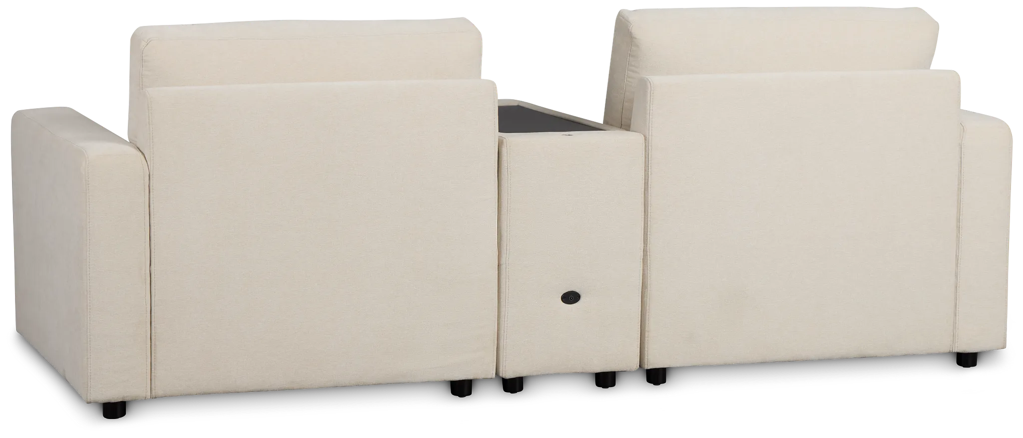 Addie Beige Fabric 2-piece Modular Storage Sofa With Console