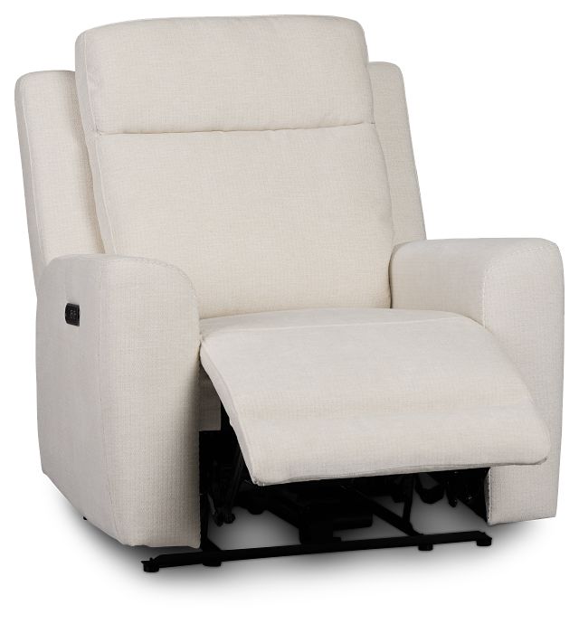 Dean White Fabric Power Recliner