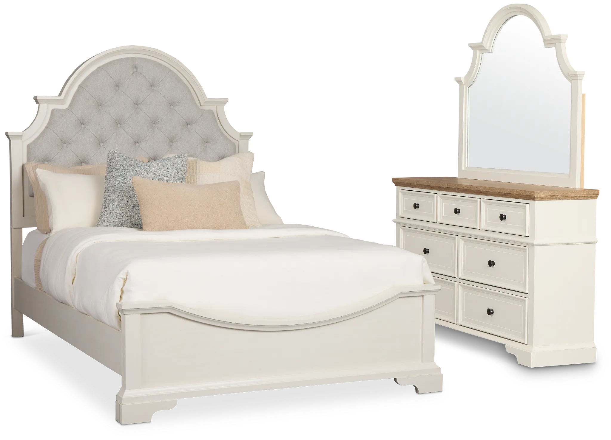 Charlotte White Uph Panel Bedroom With Two-tone Cases