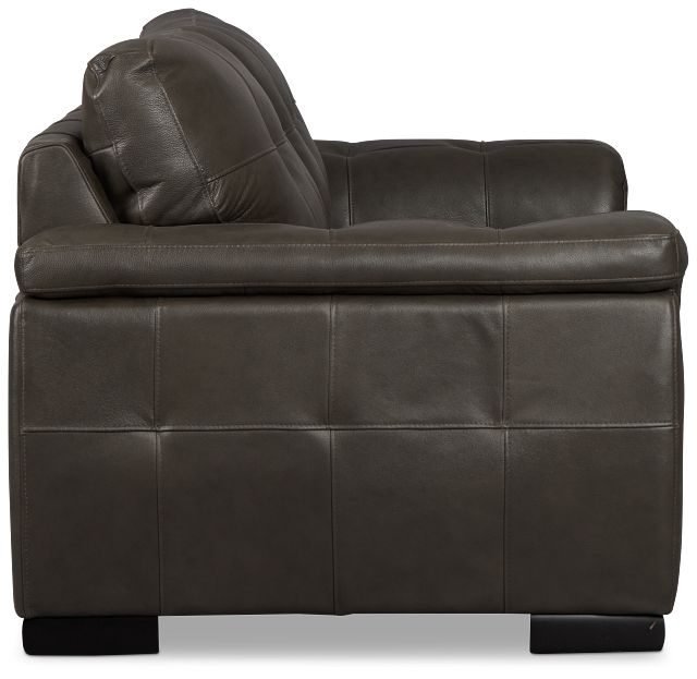 Braden Dark Gray Leather Loveseat