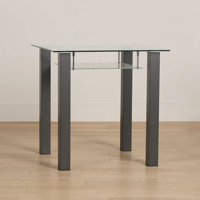 Vienna Dark Gray Glass Square High Dining Table