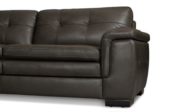 Braden Dark Gray Leather Small Left Chaise Sectional