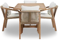 Laguna Light Tone 66" Rectangular Table & 4 White Cushioned Chairs