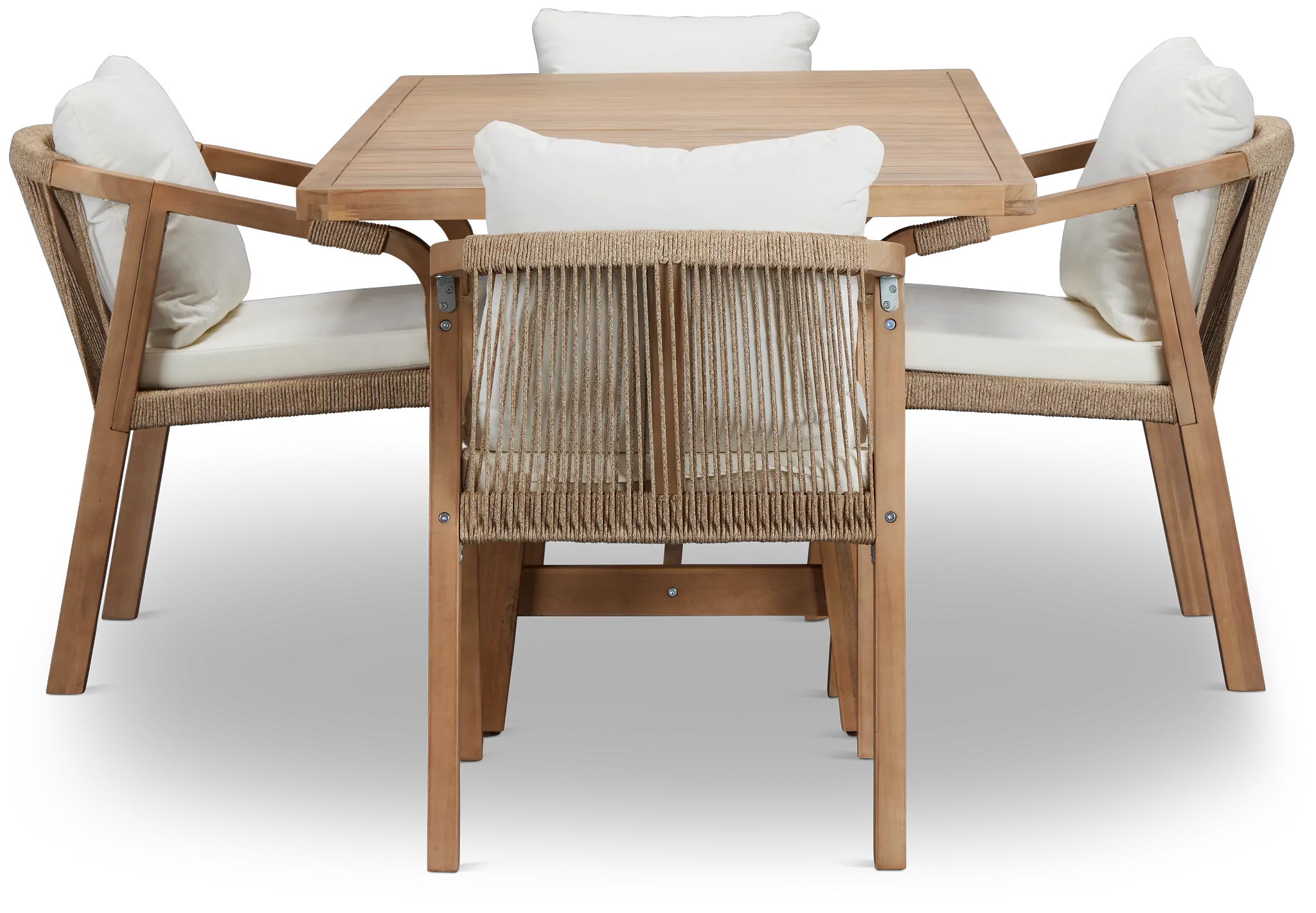 Laguna Light Tone 66" Rectangular Table & 4 White Cushioned Chairs